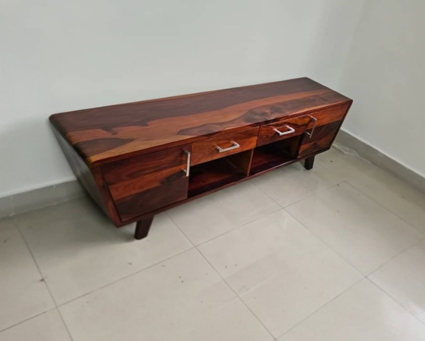 Nelvia sheesam woosd Tv Unit for Home with Storage ( honey finish) photo review