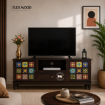 Boho solid wood Tv Unit for Living Room(walnut finish)