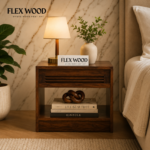 Wooden Bedside Table for Bedroom(walnut finish )