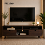 Onva sheesam wood Tv Unit for Home(walnut finish)