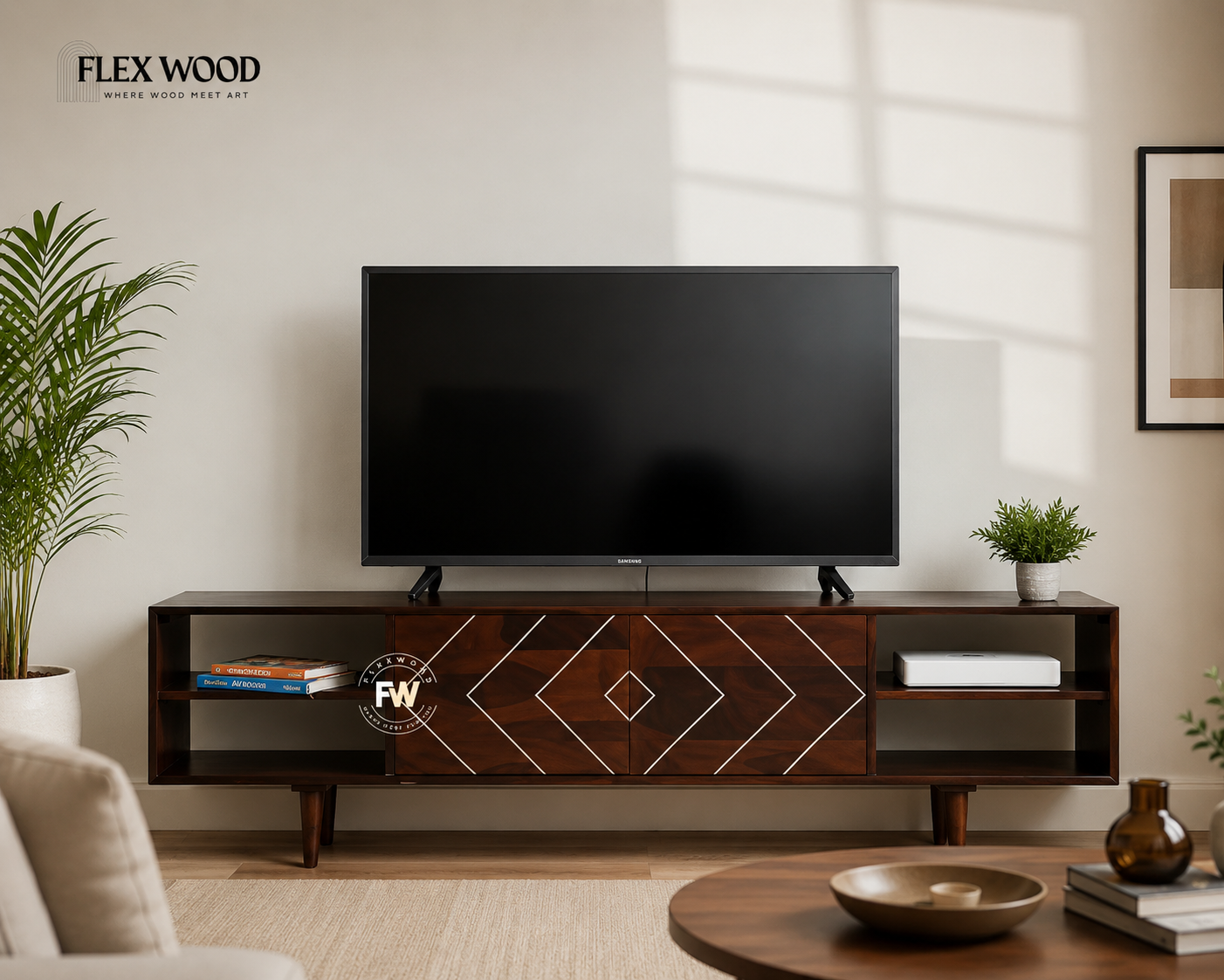 file_0000000043b0722f8b5ad4bafc65809d Volta solid wood Tv Unit for Living Room(walnut finish) - Image 1
