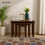 Naika Solid wood  Set of 3 Nesting Table(Honey finish)