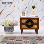 Modern Cane Bedside Table (Honey finish)