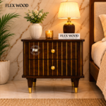 Gold Bedside Table for Bedroom(walnut finish)