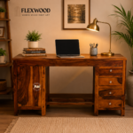 Breston Solid  Wood Study Table With Storage( honey finish)