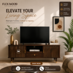 Guffy solid wood Tv Unit for Living Room(walnut finish)