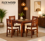 Janto solid wood 4 seater  Dining Table with chair(honey finish)