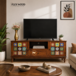 Boho solid wood Tv Unit for Living Room(honey finish)