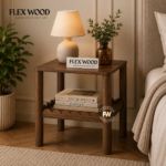 Lotus solid mango wood Bedside Table for Bedroom(teak finish)