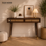 Boston solid wood Rattan cane Console Table(Teak finish)