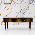 Gold Modern Wooden Coffee Table(walnut finish)