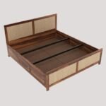 Rattan cane sheesaam wood without storage bed (honey finish) - Image 5