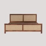 Rattan cane sheesaam wood without storage bed (honey finish) - Image 3