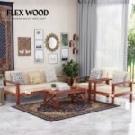 Ainster  3+1+1 Wooden Sofa Set (honey finish)