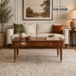 Fulter Solid Wood Coffee Table Two Drawer - Brown Finish
