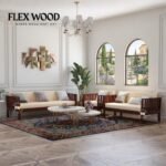 Varno solid wood 3+2+1 Wooden Sofa Set(walnut finish)