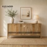 Begoin Solid Wood Sideboard Cabinet - Natural Finish