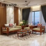 Ceramic tile solid wood 3+1+1 Wooden Sofa Set