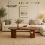Oval Solid Wood Coffee Table(honey finish)