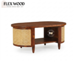 Boston cane  Sheesham Wood Oval Coffee Table(honey finish) - Image 5
