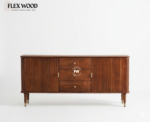 Fulter Solid Wood Sideboard Cabinet Two Doors and Three Drawers( brown finish) - Image 2