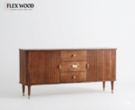 Fulter Solid Wood Sideboard Cabinet Two Doors and Three Drawers( brown finish) - Image 3