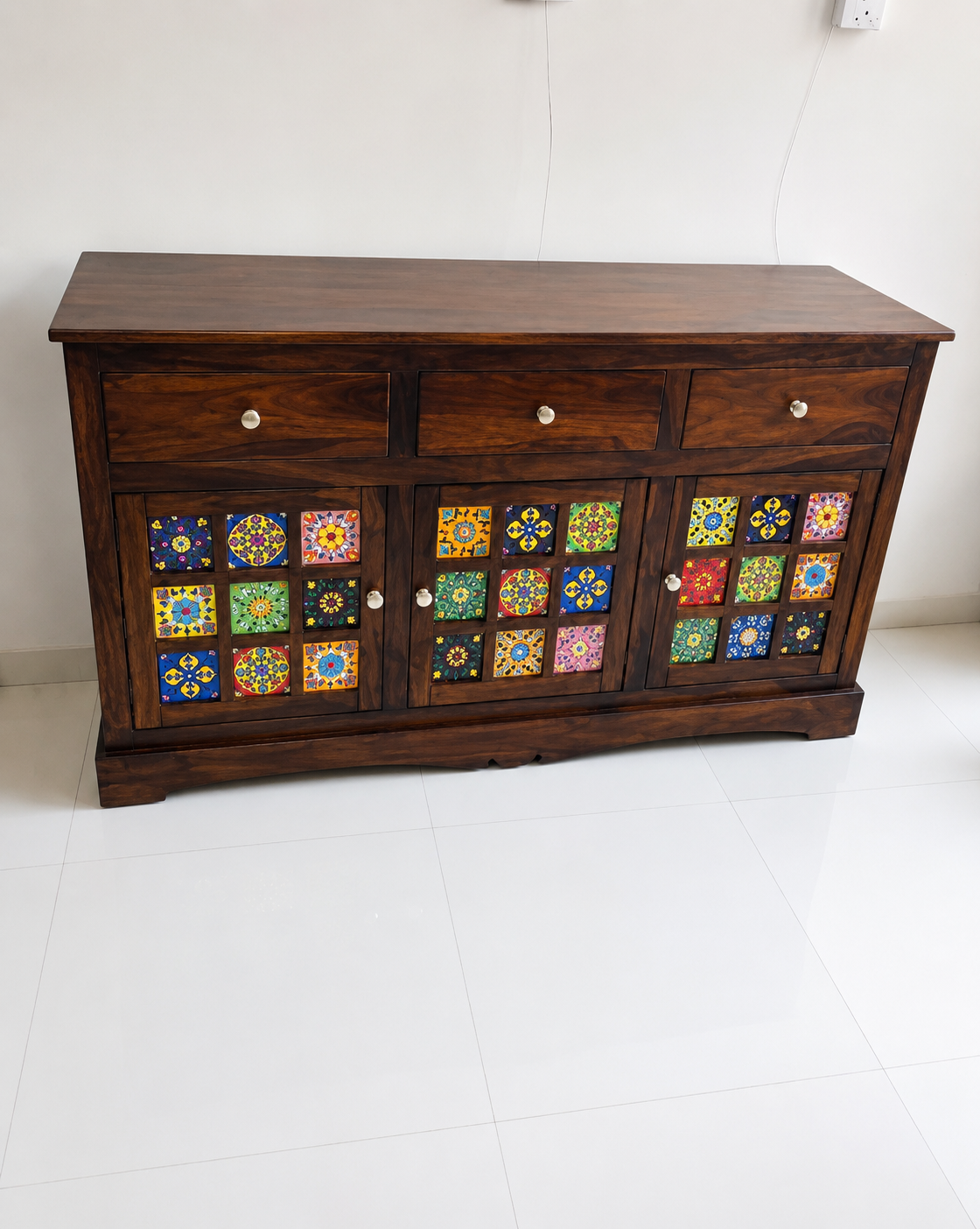 Boho  Wooden Modern Cabinet for Storage( honey finish) photo review