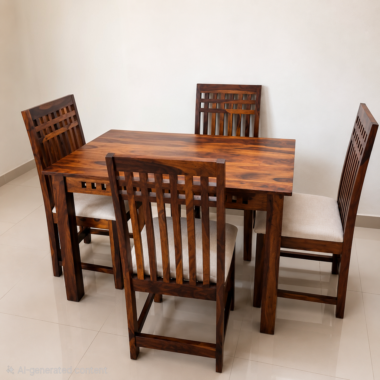 Adolph solid wood 4 seater Dining Table with chair (walnut finish) photo review