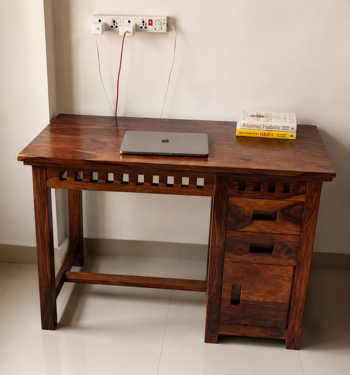 Adolph solid wood  Study Table With Storage(walnut finish) photo review
