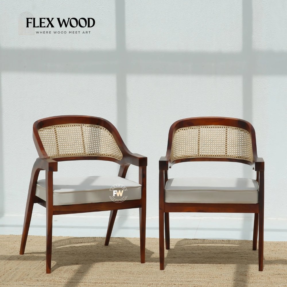 1 Wooden Dining Chair in Sheesham Wood & Cane set of 2 (honey finish) - Image 1