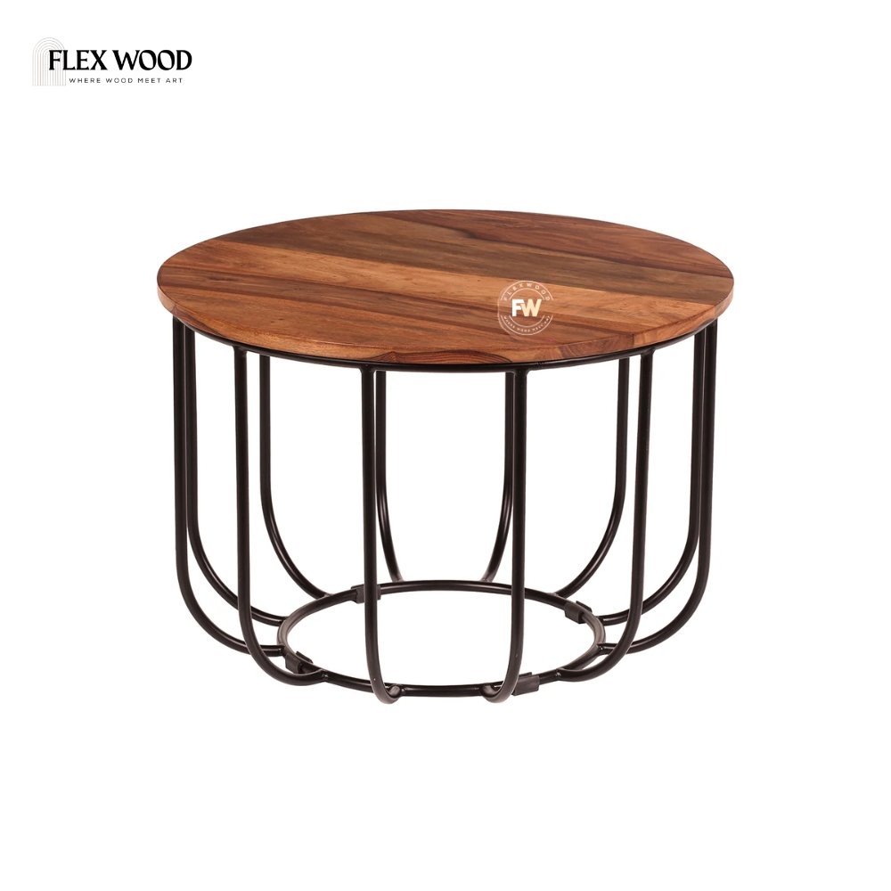 1 Solid Sheesham Wood Round Coffee Table - Image 1