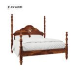Flexwood Solid Sheesham Wood Poster Bed In King Size(honey finish)
