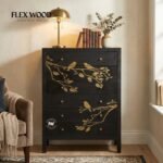 Flexwood Carved Chest of Drawer( black finish)