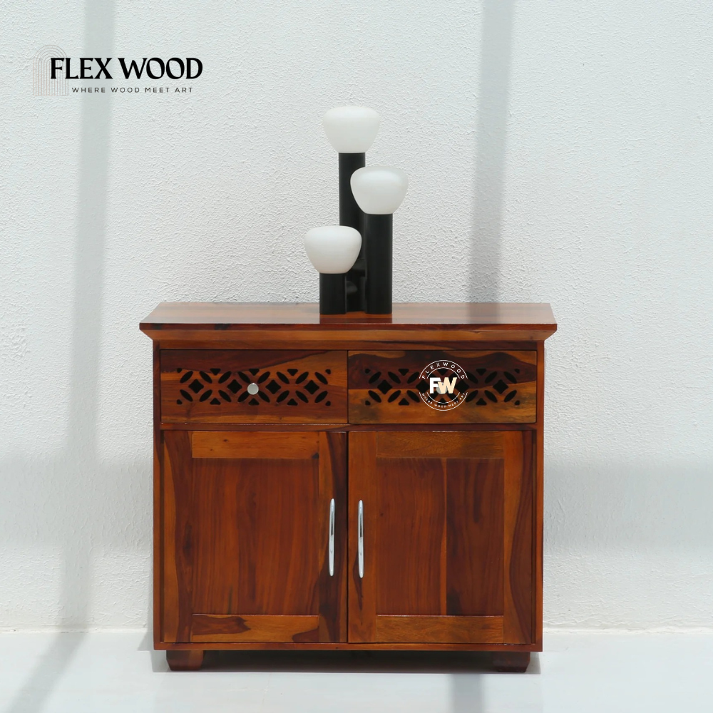 1 Sheesham Wood Cabinet with 2 Doors & 2 Drawers - Image 1
