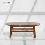 Sheesham Wood Coffee Table with Brass Inlay & Cane Shelf - Image 3