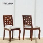 Sheesham Wood Dining Chair with Cushioned Seat set of 2 (honey finish) - Image 3