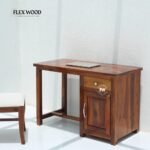 Sheesham Wood Study Table with Drawer & Door – Honey Finish - Image 2