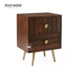 Flexwood Modern Bedside Table( dark brown finish) - Image 2