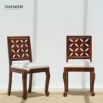 Sheesham Wood Dining Chair with Cushioned Seat set of 2 (honey finish)