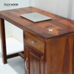 Sheesham Wood Study Table with Drawer & Door – Honey Finish - Image 3