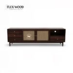 Sheesham Wood TV Unit with Rattan Doors - Image 2