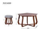 Solid Sheesham Wood Coffee Table Set With 5 Stools - Image 5