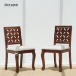 Sheesham Wood Dining Chair with Cushioned Seat set of 2 (honey finish) - Image 2