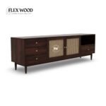 Sheesham Wood TV Unit with Rattan Doors - Image 3