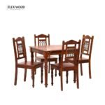 Solid Sheesham Wood 4 Seater Dining Table Set With 4 Chairs(honey finish) - Image 2
