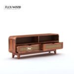 Wood TV Unit With 2 Cane Drawers - Image 4