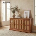 Flexwood Wooden Cane Sideboard( brown finish)