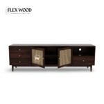 Sheesham Wood TV Unit with Rattan Doors - Image 4