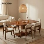 Flexwood solid wood 6 Seater Dining Table( brown finish)