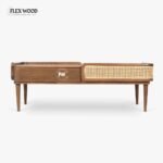 Flexwood Rattan cane  Coffee Table Mango Wood(teak finish) - Image 2